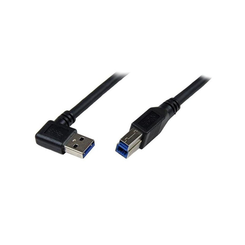 StarTech.com Cable 1m USB 3.0 Super Speed USB B Macho a USB A Macho Acodado en Ángulo a la Derecha - Negro