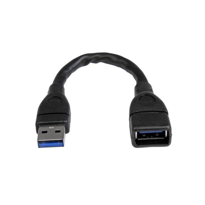 StarTech.com Cable de 15cm Extensor USB 3.0 - Alargador USB 3.0 SuperSpeed Negro