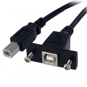 StarTech.com Cable de 91cm USB 2.0 para Montar Empotrar en Panel - Extensor Macho a Hembra USB B - Negro