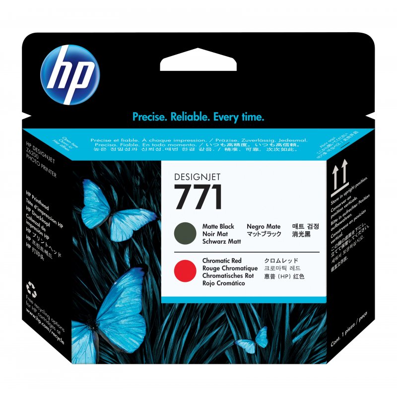 HP Cabezal de impresión DesignJet 771 negro mate rojo cromático