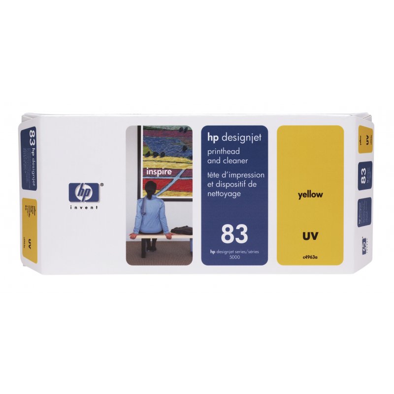 HP Limpiador de cabezales de impresión y cabezal de impresión UV DesignJet 83 amarillo
