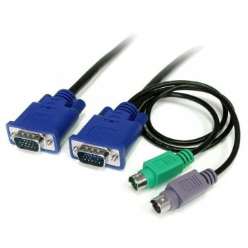 StarTech.com Cable KVM de 1,8m Ultra Delgado Todo en Uno VGA PS 2 PS2 HD15 - 6ft Pies 3 en 1