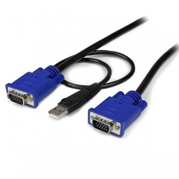 StarTech.com Cable KVM de 4,5m Ultra Delgado Todo en Uno VGA USB HD15 - 2 en 1