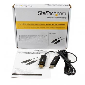 StarTech.com Cable Switch Conmutador KM USB de 2 Puertos con Transferencia de Datos Archivos para Mac o PC