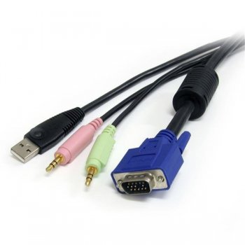 StarTech.com Cable KVM Audio y Vídeo de 1,8m Todo en Uno VGA USB A USB B HD15 Mini Jack Micrófono Altavoces - 4 en 1