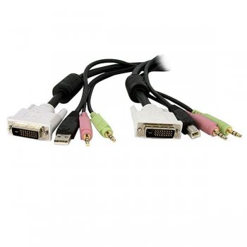 StarTech.com Cable de 3m para Switch Conmutador KVM 4en1 DVI-D Dual Link Doble Enlace USB con Audio Micrófono