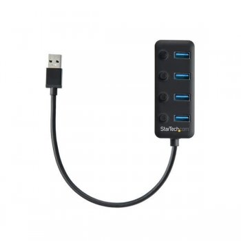 StarTech.com Hub USB 3.0 de 4 Puertos - Ladrón USB de 4 Puertos USB-A con Interruptores Individuales de Encendido Apagado