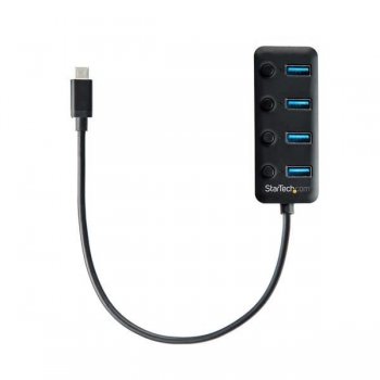 StarTech.com Hub USB Tipo C de 4 Puertos - Ladrón USB de 4 Puertos USB-A con Interruptores Individuales de Encendido Apagado