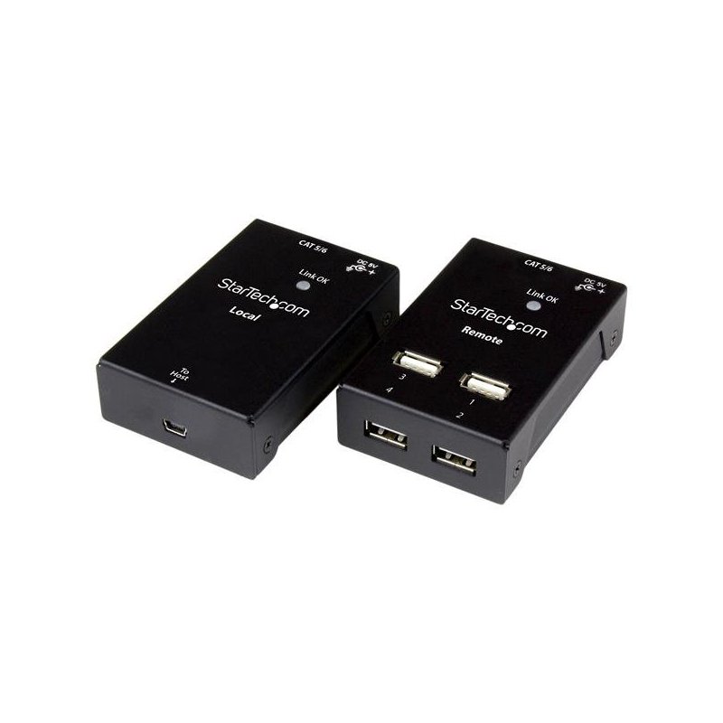 StarTech.com Extensor Alargador USB 2.0 de 4 puertos por cable Cat5 o Cat6 - Hasta 50 metros