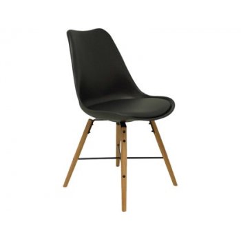 Silla pyc picon confidente estructura metal imitacion madera asiento acolchado y respaldo pvc apilable negro