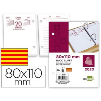 Bloc bufete liderpapel 80x110 mm 2020 papel 80 gr texto en catalan