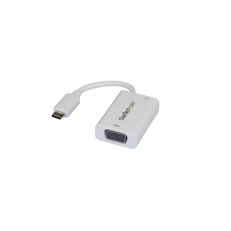 StarTech.com Adaptador USB-C a VGA con Entrega de Alimentación por USB - 60 Watts - Blanco