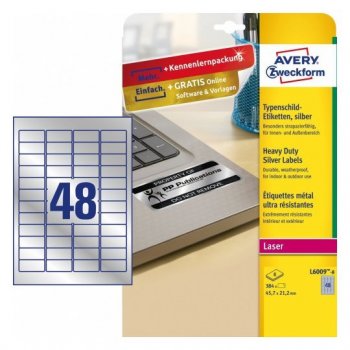 Avery L6009-8 etiqueta de impresora Plata Etiqueta para impresora autoadhesiva