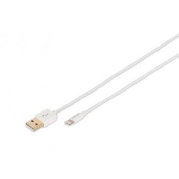 Digitus 1m, Lightning USB-A Blanco