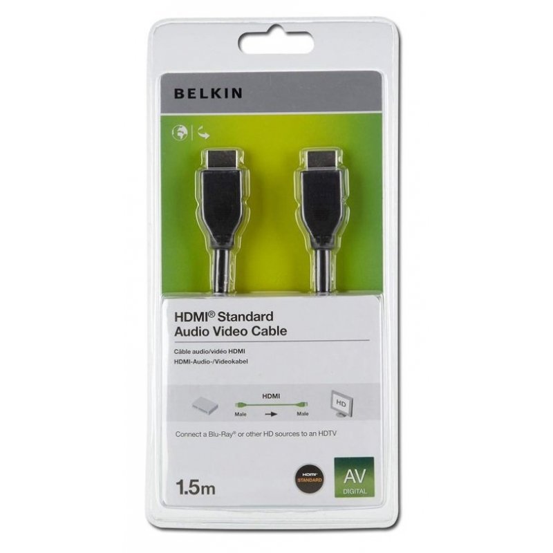 Belkin HDMI 1.4 1.5m cable HDMI 1,5 m HDMI tipo A (Estándar) Negro