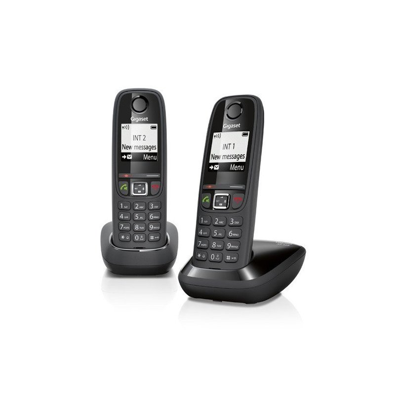 Gigaset AS405 Duo Teléfono DECT Negro Identificador de llamadas