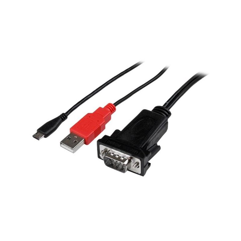 StarTech.com Cable Micro USB a Serie DB9 RS232 para Android - Adaptador Serial con Carga USB - Macho a Macho