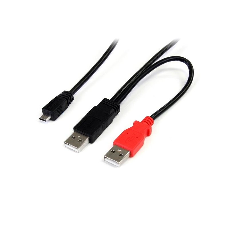 StarTech.com Cable de 91cm USB 2.0 en Y para Discos Duros Externos - Cable Micro B a 2x USB A