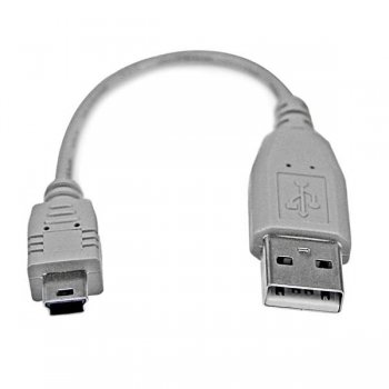 StarTech.com Cable USB de 15cm para Cámara - 1x USB A Macho - 1x Mini USB B Macho - Adaptador Gris