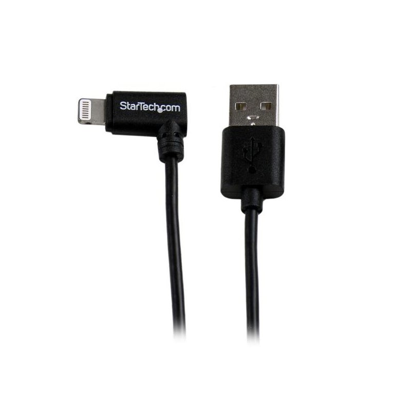 StarTech.com Cable Lightning de 8 Pin Acodado a la Derecha de 2m USB 2.0 para Apple iPod iPhone 5 iPad - Negro