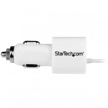 StarTech.com Cargador USB de 2 Puertos para Coche con Cable Micro USB y puerto USB - Blanco
