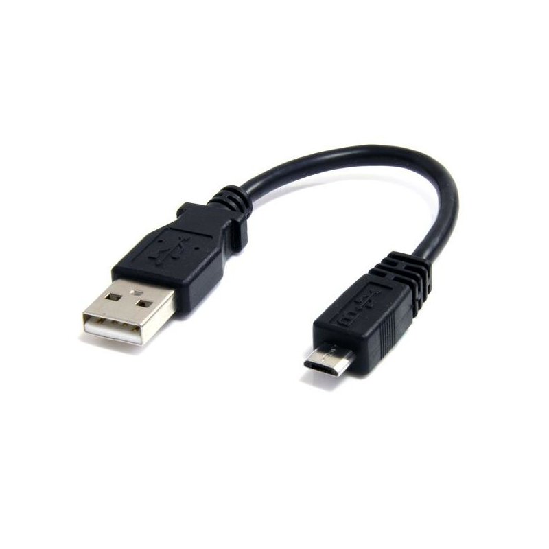 StarTech.com Cable Adaptador de 15cm USB A Macho a Micro USB B Macho para Teléfono Móvil Carga y Datos - Negro