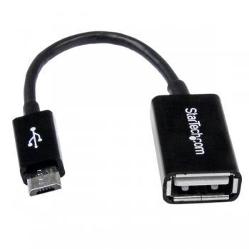 StarTech.com Cable Adaptador de 12cm Micro USB Macho a USB A Hembra OTG para Tablets Smartphones - Negro