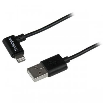 StarTech.com Cable Lightning de 8 Pin Acodado a la Derecha de 1m USB 2.0 para Apple iPod iPhone 5 iPad - Negro