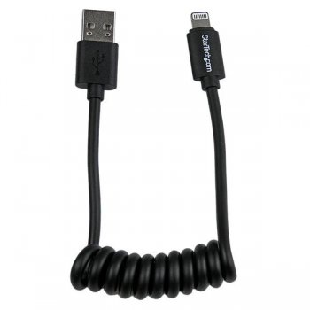 StarTech.com Cable en Espiral de 30cm Lightning 8 Pin a USB A 2.0 para Apple iPod iPhone 5 iPad - Negro