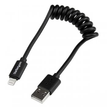 StarTech.com Cable en Espiral de 30cm Lightning 8 Pin a USB A 2.0 para Apple iPod iPhone 5 iPad - Negro