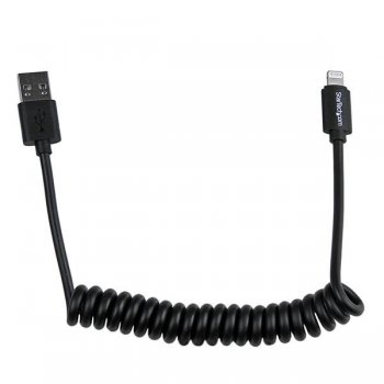 StarTech.com Cable en Espiral de 60cm Lightning 8 Pin a USB A 2.0 para Apple iPod iPhone 5 iPad - Negro
