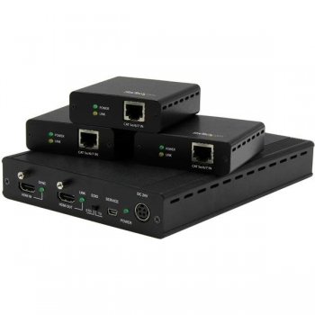 StarTech.com Juego Extensor HDBaseT de 3 Puertos - Alargador HDMI por Cable Cat5 con 3 Receptores - Hasta 4K