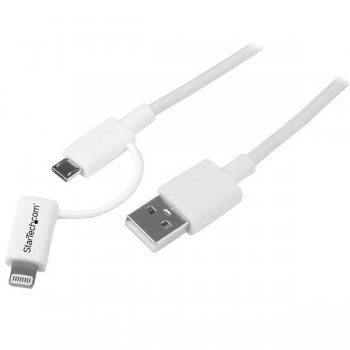 StarTech.com Cable Adaptador de 1m Apple Lightning o Micro USB a USB - Blanco