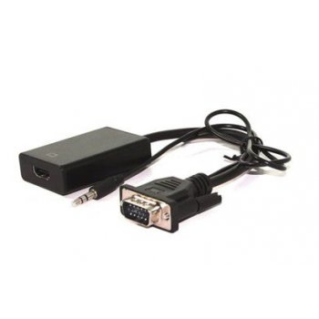 Nilox NX080200128 adaptador de cable de vídeo 0,15 m VGA (D-Sub) + 3,5mm HDMI Negro