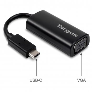 Targus ACA934EUZ adaptador de cable de vídeo 0,17 m USB C VGA (D-Sub) Negro