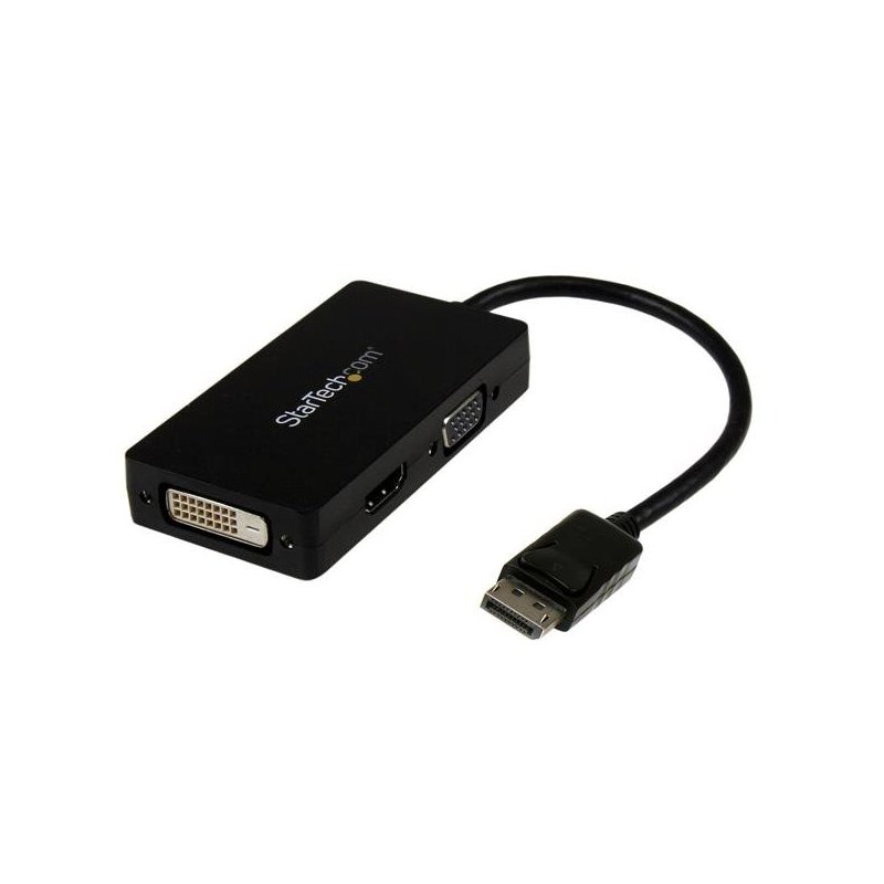 StarTech.com Adaptador Conversor DisplayPort a VGA DVI o HDMI - Convertidor A V 3 en 1 para viajes