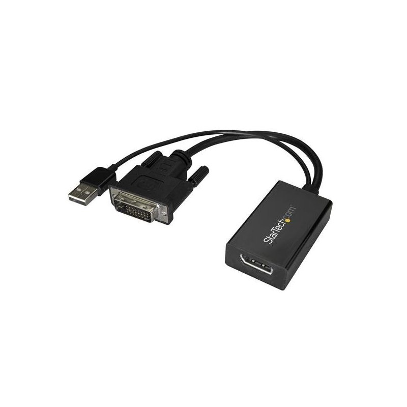StarTech.com Adaptador DVI a DisplayPort Alimentado por USB - Conversor DVI a DisplayPort - Convertidor DVI-D a DP - 1920x1200