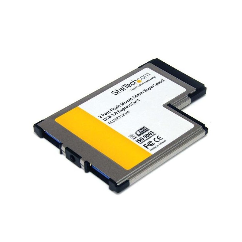 StarTech.com Tarjeta Adaptador ExpressCard 54 USB 3.0 SuperSpeed de 2 Puertos con UASP - Montaje al Ras - Flush Mount