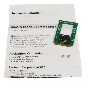 StarTech.com Adaptador mSATA a SATA para Disco Duro o SSD - Tarjeta Conversora Mini SATA a SATA
