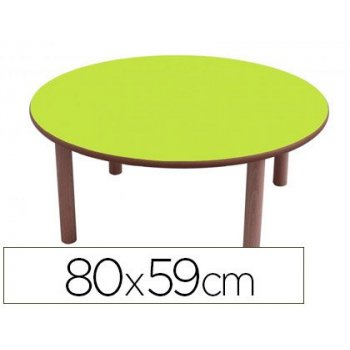Mesa madera mobeduc t3 redonda con tapa laminada haya diametro 80 cm