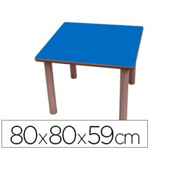 Mesa madera mobetuc t3 cuadrada con tapa laminada haya 80x80 cm