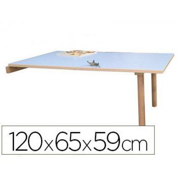Mesa madera mobeduc t3 abatible con tapa laminada haya 120x65 cm