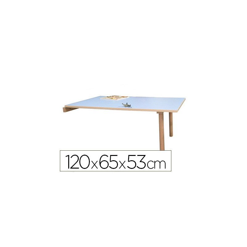 Mesa madera mobeduc t2 abatible con tapa laminada haya 120x65 cm