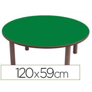 Mesa redonda mobeduc t3 tapa en laminado y mdf patas en madera de haya diametro 120 cm talla 0-3
