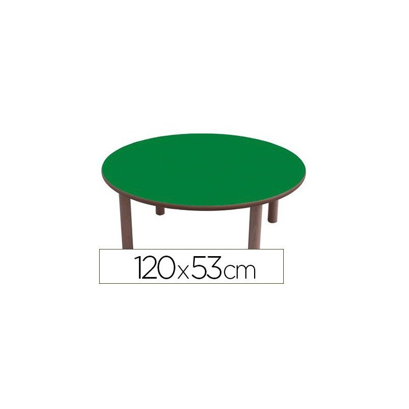 Mesa redonda mobeduc t2 tapa en laminado y mdf patas en madera de haya diametro 120 cm talla 0-3