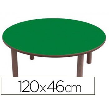 Mesa redonda mobeduc t1 tapa en laminado y mdf patas en madera de haya diametro 120 cm talla 0-3