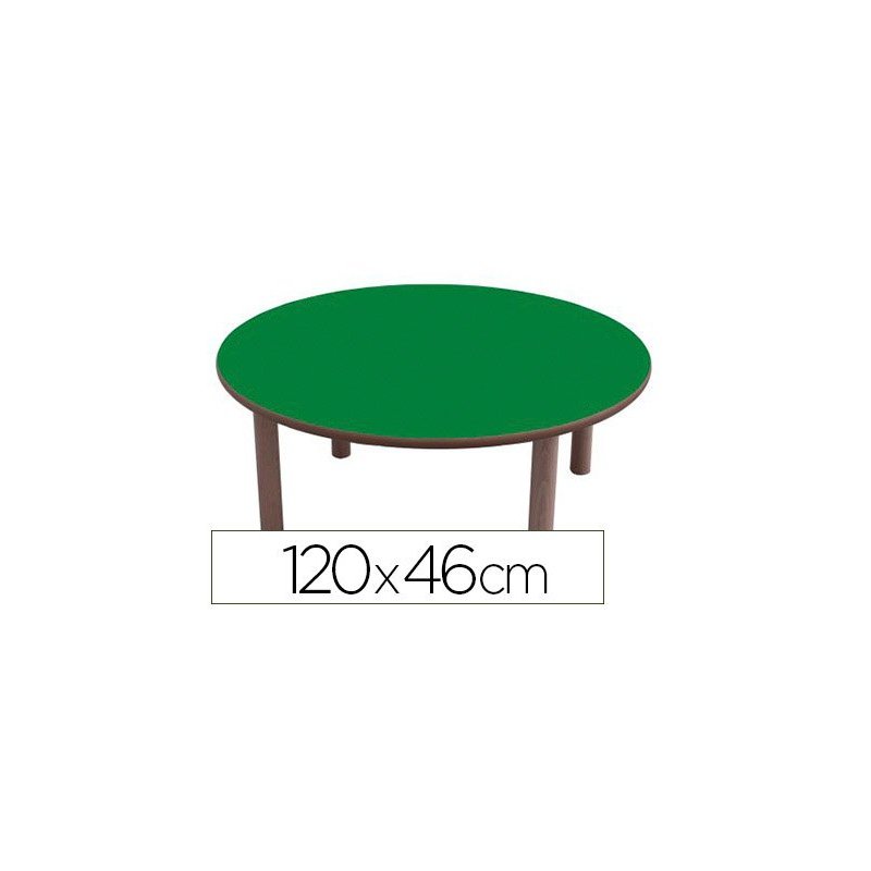 Mesa redonda mobeduc t1 tapa en laminado y mdf patas en madera de haya diametro 120 cm talla 0-3
