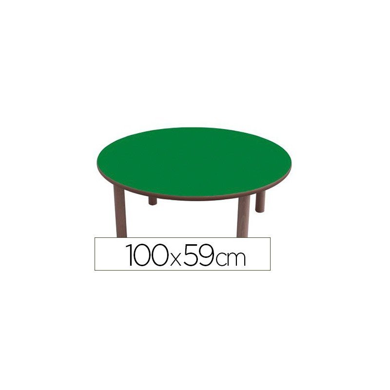 Mesa redonda mobeduc t3 tapa en laminado y mdf patas en madera de haya diametro 100 cm talla 0-3