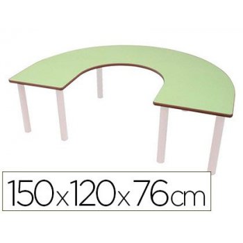 Mesa en u mobeduc t6 patas de tubo metal tablero mdf laminado 150x120 cm