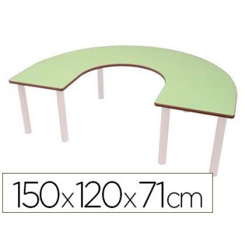 Mesa en u mobeduc t5 patas de tubo metal tablero mdf laminado 150x120 cm